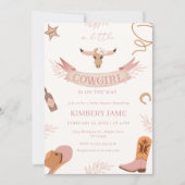 Invitation Baby shower blanc blanc rose neutre (Devant)