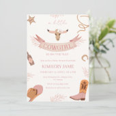 Invitation Baby shower blanc blanc rose neutre (Debout devant)
