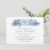 Invitation Baby shower blanc bleu personnalisé de GARÇON (Debout devant)