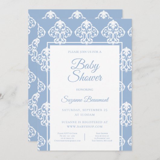 Invitation Baby shower blanc Boho Dusty moderne (Devant / Derrière)