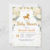 Invitation Baby shower blanc Carousel Gold (Devant)