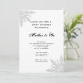 Invitation Baby shower blanc de flocon de neige (Debout devant)
