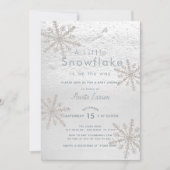 Invitation Baby shower blanc d'hiver Silver Snowflake (Devant)