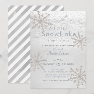 Invitation Baby shower blanc d'hiver Silver Snowflake
