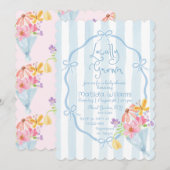 Invitation Baby shower blanc et rose cultivé localement (Devant / Derrière)