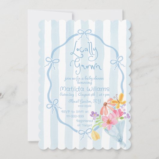 Invitation Baby shower blanc et rose cultivé localement (Devant)