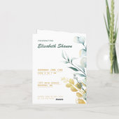 Invitation Baby shower blanc et vert (Dos)