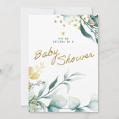 Invitation Baby shower blanc et vert (Devant)