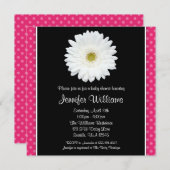 Invitation Baby shower blanc Gerbera Daisy Pink Polka Dot (Devant / Derrière)