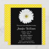 Invitation Baby shower blanc Gerbera Daisy Yellow Polka Dot (Devant / Derrière)
