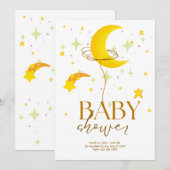 Invitation Baby shower blanc jaune (Devant / Derrière)