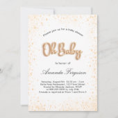 Invitation Baby shower blanc or parties scintillant garçon fi (Devant)