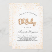 Invitation Baby shower blanc or parties scintillant garçon fi (Devant / Derrière)