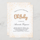 Invitation Baby shower blanc or parties scintillant garçon fi (Devant / Derrière)