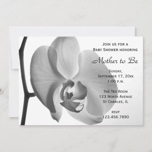 Invitation Baby shower blanc orchidée (Devant)