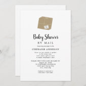 Invitation Baby shower blanc simple par courrier (Devant / Derrière)