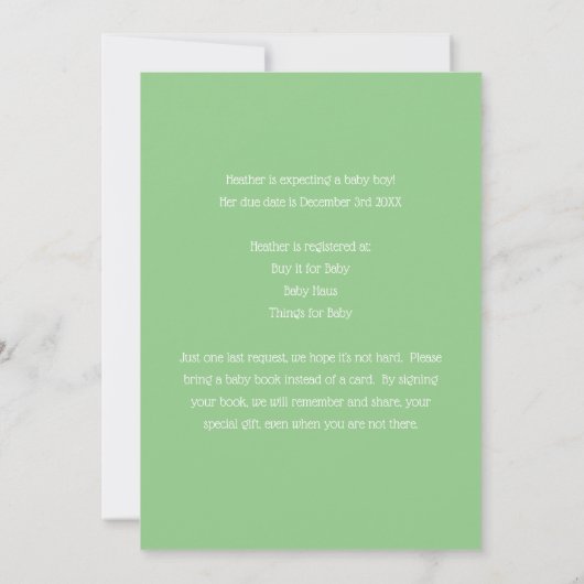 Invitation Baby shower blanc vert (Dos)