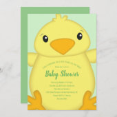 Invitation Baby shower blanc vert (Devant / Derrière)
