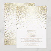 Invitation Baby shower blanc Vintage Élégant Confetti Gold (Devant / Derrière)