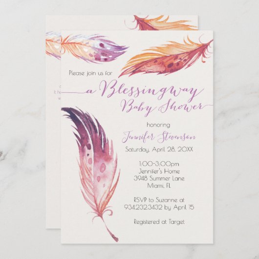 Invitation Baby shower Blessingway (Devant / Derrière)
