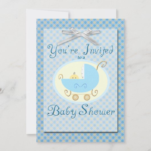 Invitation Baby shower bleu (Devant)