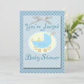 Invitation Baby shower bleu (Debout devant)