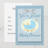Invitation Baby shower bleu (Devant / Derrière)