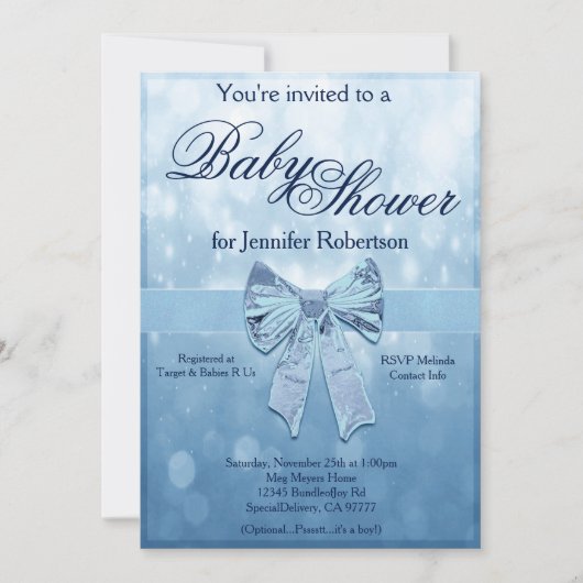 Invitation Baby shower bleu (Devant)