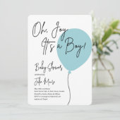 Invitation Baby shower Bleu (Debout devant)