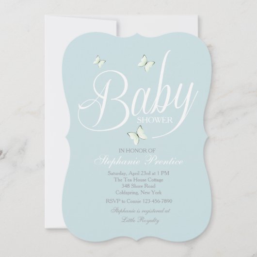 Invitation Baby shower bleu (Devant)
