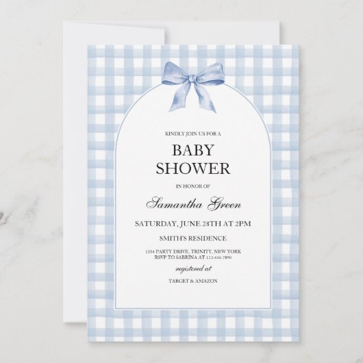 Invitation Baby shower bleu (Devant)