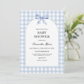 Invitation Baby shower bleu (Debout devant)