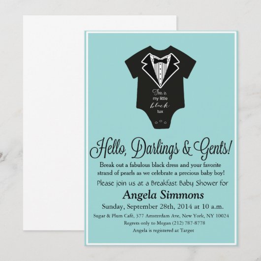 Invitation Baby Shower Bleu (Devant / Derrière)