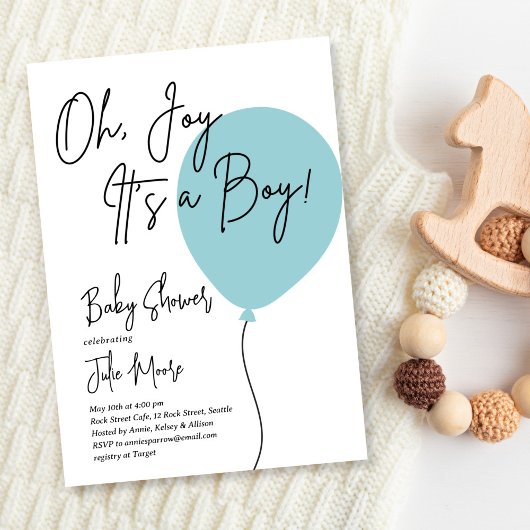 Invitation Baby shower Bleu
