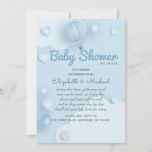 Invitation Baby shower bleu (Devant)
