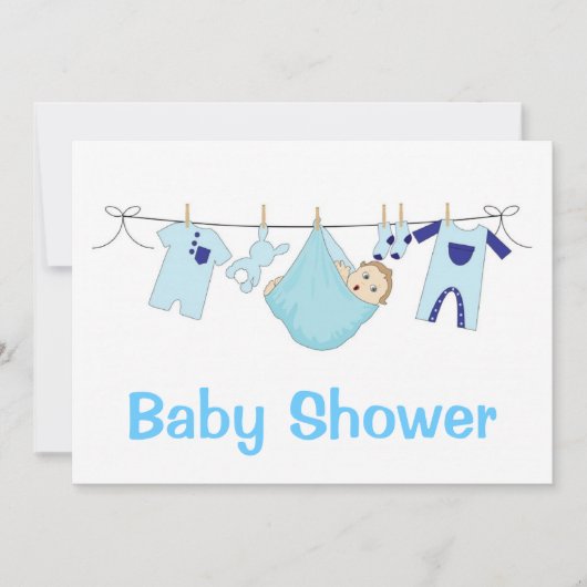 Invitation Baby shower bleu (Devant)