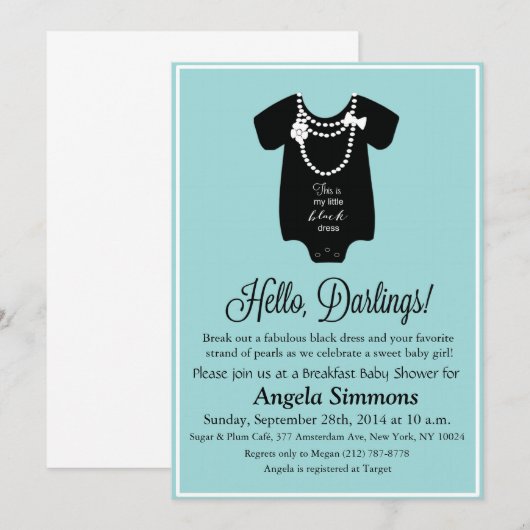 Invitation Baby Shower Bleu 5 x7 (Devant / Derrière)