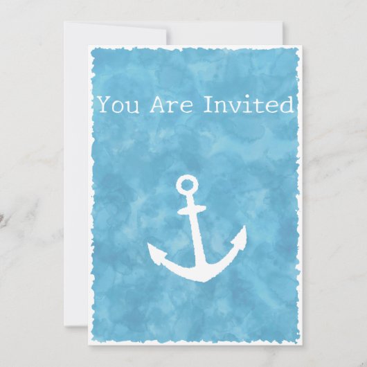 Invitation Baby shower bleu Ancre nautique (Devant)
