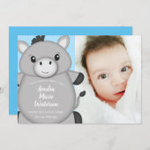 Invitation Baby shower bleu âne (Devant / Derrière)