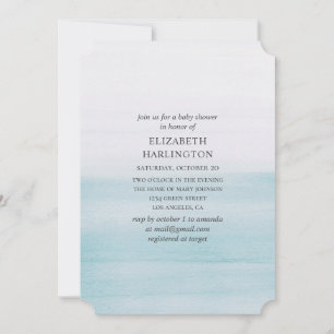 Invitation Baby shower bleu aquarelle. Nautique simple