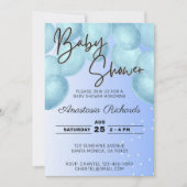 Invitation Baby shower Bleu Aquarelles (Devant)