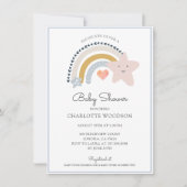 Invitation Baby shower bleu arc-en-ciel (Devant)