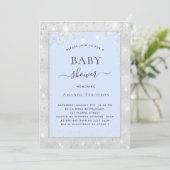 Invitation Baby shower bleu argent parties scintillant garçon (Debout devant)