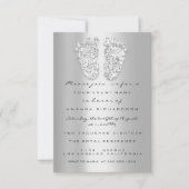 Invitation Baby shower bleu argent Pieds garçon fille 3d Effe (Devant)