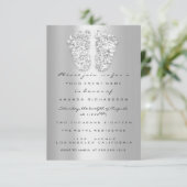 Invitation Baby shower bleu argent Pieds garçon fille 3d Effe (Debout devant)