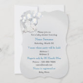 Invitation baby shower bleu argenté (Dos)