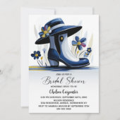 Invitation Baby Shower Bleu avec Chapeau Derby (Devant)