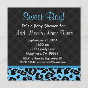 Invitation Baby shower bleu B451 de garçon d'empreinte de