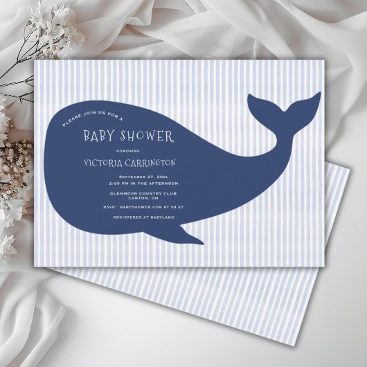Invitation Baby shower Bleu Baleine