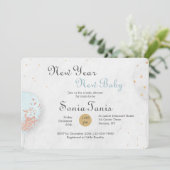 Invitation Baby shower Bleu Balloon (Debout devant)